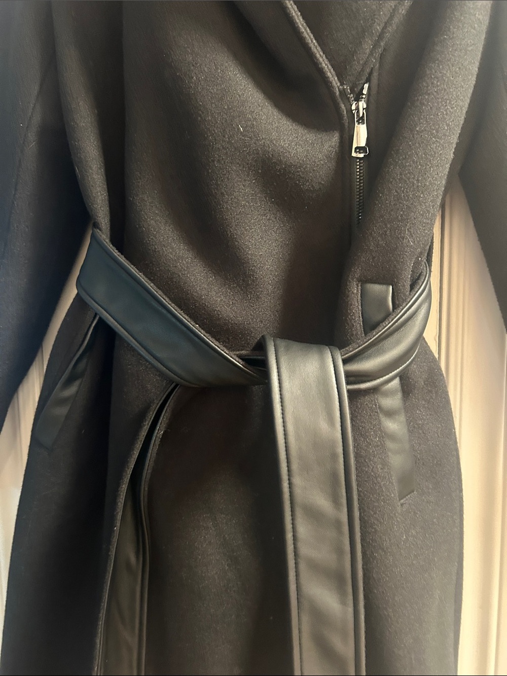 Suzy Shier Black Hooded Belted Trench Coat - Picture 3 of 5